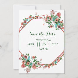 Elegante tarjeta de invitación a la boda acuarela