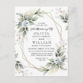 Elegante tarjeta de invitación a la boda azul turq