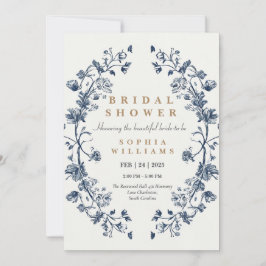 Elegante tarjeta de invitación a la boda Blue Flor