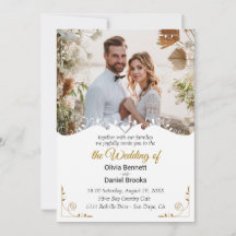 Elegante tarjeta de invitación a la boda con foto