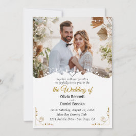 Elegante tarjeta de invitación a la boda con foto
