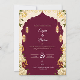 Elegante tarjeta de invitación a la boda de Borgoñ