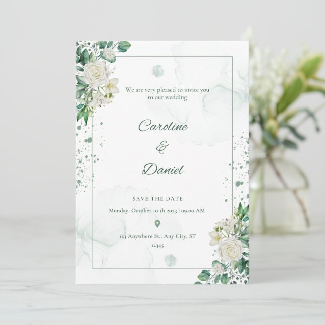 Elegante tarjeta de invitación a la boda de la sal (Anverso de pie)