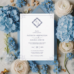 Elegante tarjeta de invitación a la boda de monogr