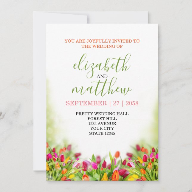 Elegante tarjeta de invitación a la boda de novia (Anverso)