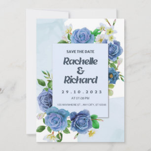 Elegante tarjeta de invitación a la boda de rosas 