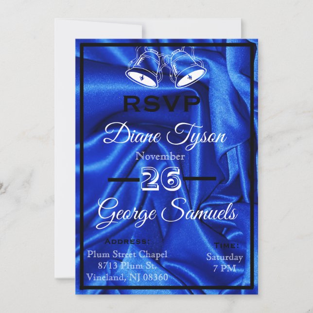 Elegante tarjeta de invitación a la boda de seda a (Anverso)