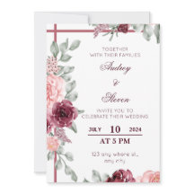 Elegante tarjeta de invitación a la boda floral