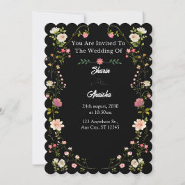 Elegante tarjeta de invitación a la boda floral