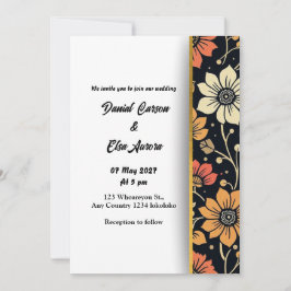 Elegante tarjeta de invitación a la boda floral