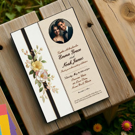 Elegante tarjeta de invitación a la boda floral