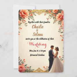 Elegante tarjeta de invitación a la boda floral