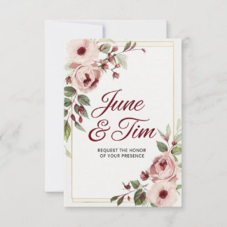 Elegante tarjeta de invitación a la boda floral co