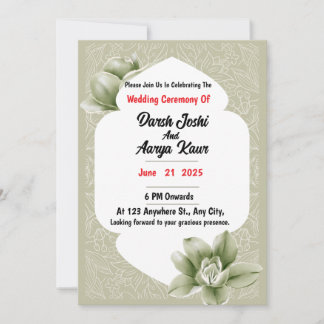 Elegante tarjeta de invitación a la boda floral ve