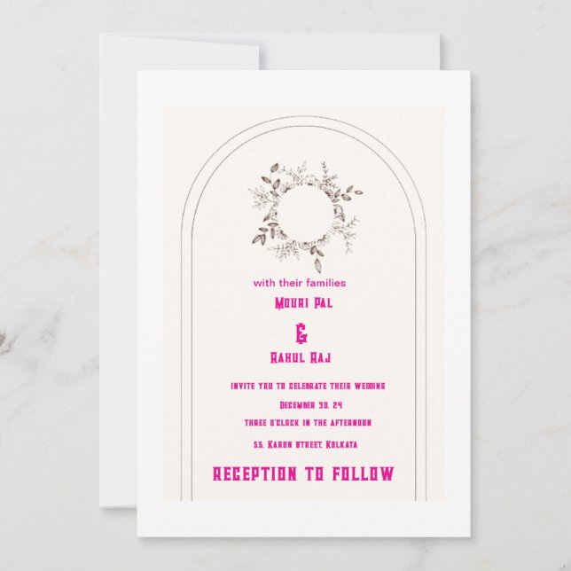 Elegante tarjeta de invitación a la boda Minimalis (Anverso)