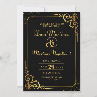 Elegante tarjeta de invitación a la boda moderna n