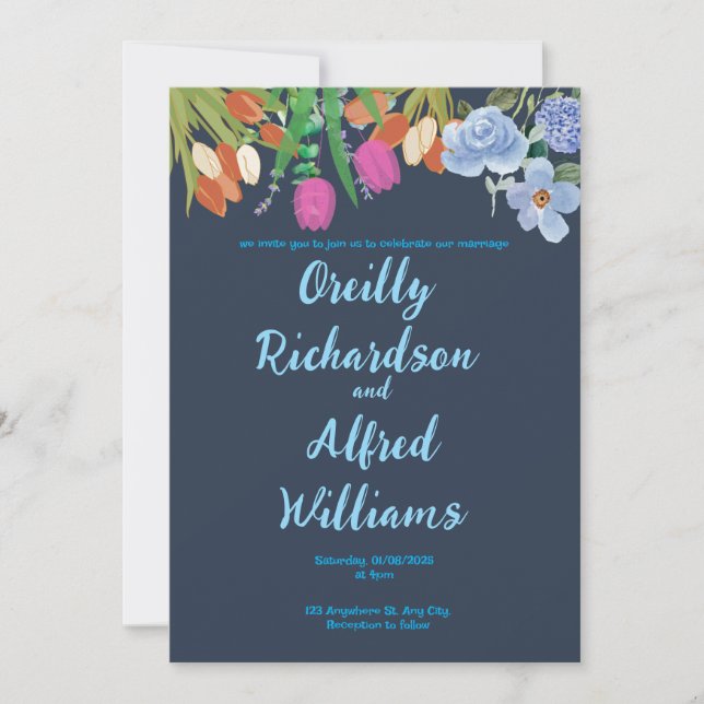 Elegante Tarjeta de invitación a la boda personali (Anverso)