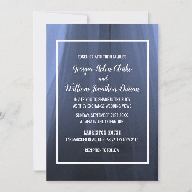 Elegante tarjeta de invitación a la boda romántica (Anverso)