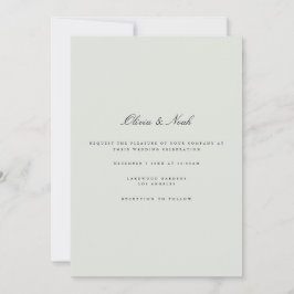 Elegante tarjeta de invitación a la boda verde neg
