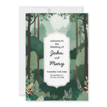 Elegante tarjeta de invitación a la boda verde y b