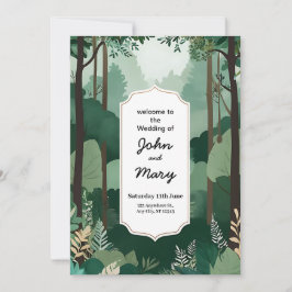 Elegante tarjeta de invitación a la boda verde y b