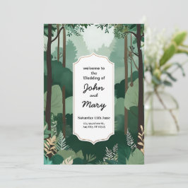 Elegante tarjeta de invitación a la boda verde y b