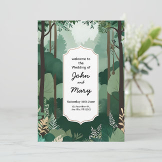 Elegante tarjeta de invitación a la boda verde y b