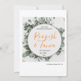 Elegante tarjeta de invitación a la boda verde y b