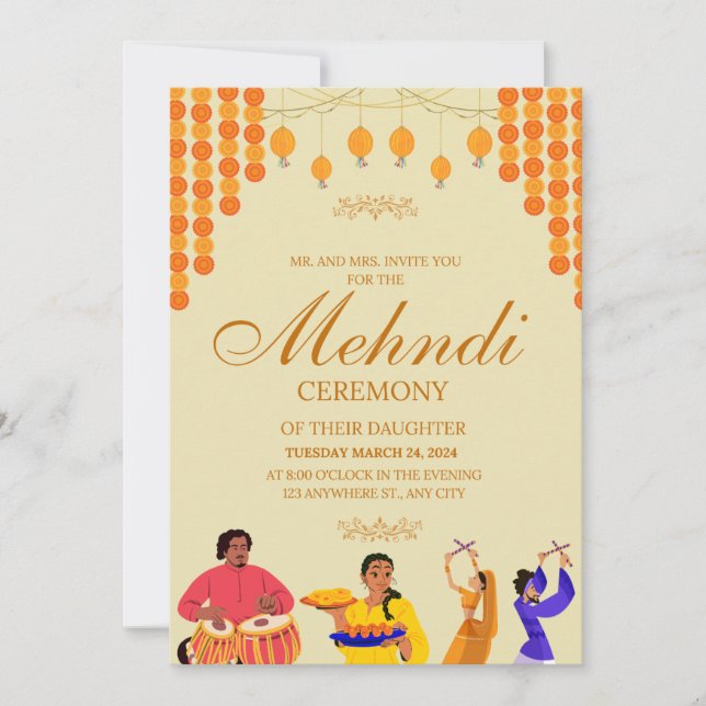 Elegante tarjeta de invitación a la ceremonia de M (Anverso)