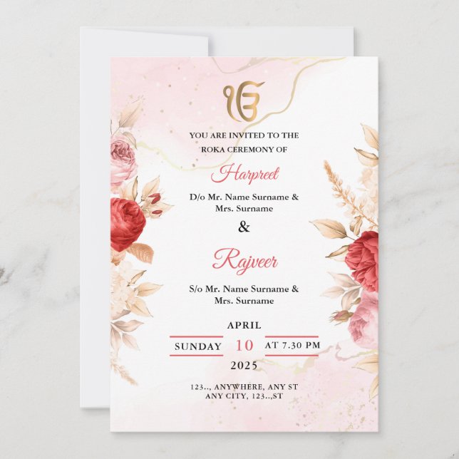 Elegante tarjeta de invitación a la ceremonia de r (Anverso)