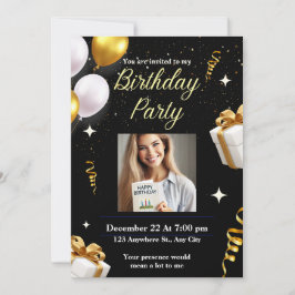 Elegante tarjeta de invitación a la fiesta de cump