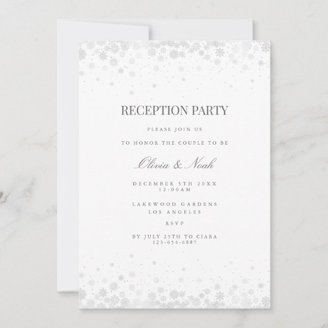 Elegante Tarjeta de Invitación a la Recepción de S (Anverso)