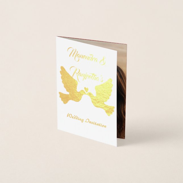 Elegante Tarjeta de invitación a matrimonio de fot (Anverso)