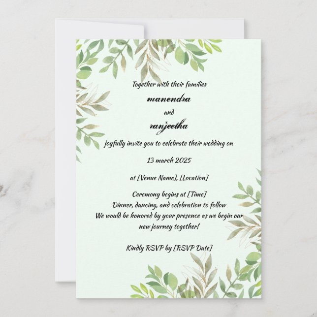 Elegante Tarjeta de invitación a matrimonio de fot (Anverso)