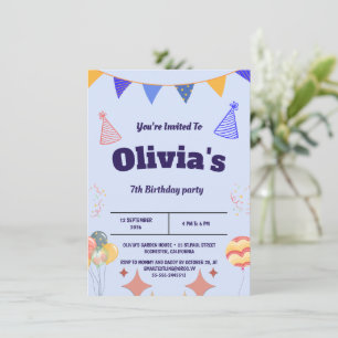 Elegante tarjeta de invitación al cumpleaños azul