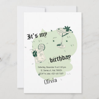 Elegante tarjeta de invitación al cumpleaños verde