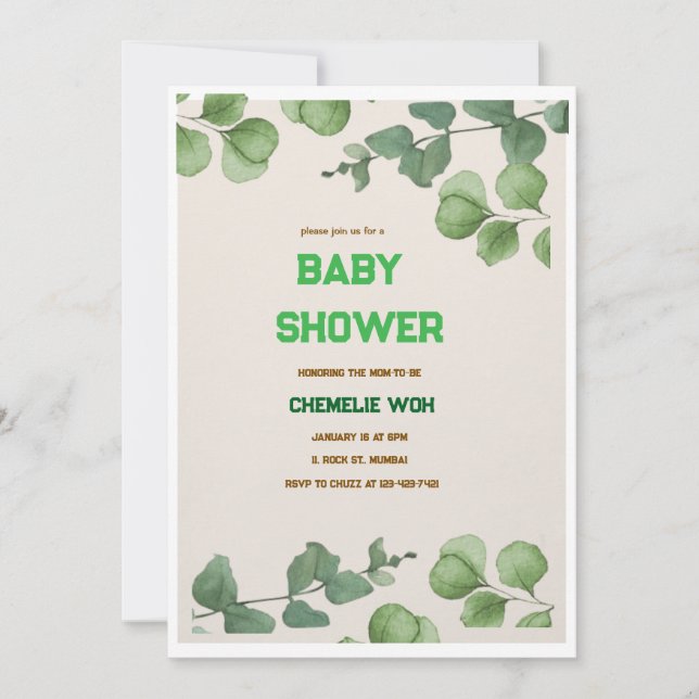 Elegante Tarjeta de Invitación Baby Shower para Ve (Anverso)
