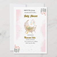 Elegante tarjeta de invitación Baby Shower rosa y 