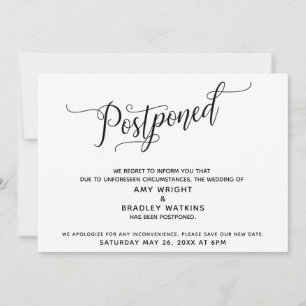 Elegante tarjeta de Invitación Boda pospuesta