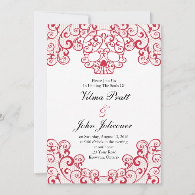 Elegante tarjeta de invitación Calavera de cráneo  (Anverso)