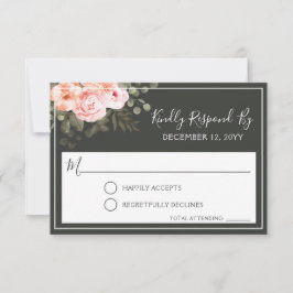 Elegante Tarjeta de Invitación de Boda en Rosa Flo