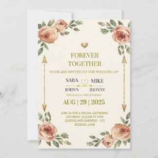 ELEGANTE TARJETA DE INVITACIÓN DE BODA FLORAL