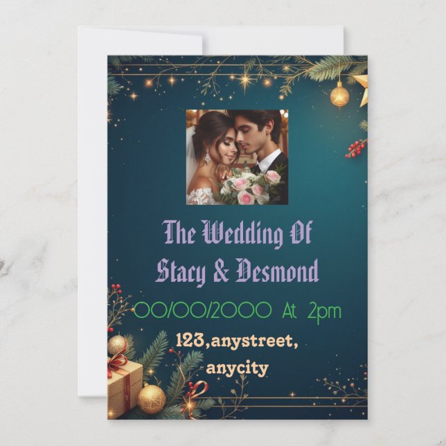 Elegante Tarjeta de Invitación de Boda Hermosa Par (Anverso)