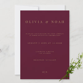 Elegante Tarjeta de Invitación de Borgoña y Oro