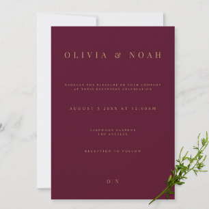 Elegante Tarjeta de Invitación de Borgoña y Oro