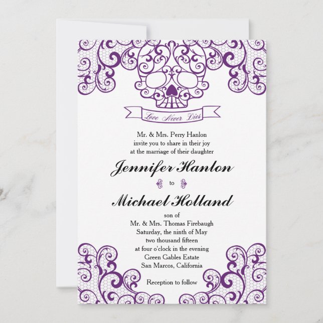 Elegante Tarjeta de Invitación de Calavera de crán (Anverso)