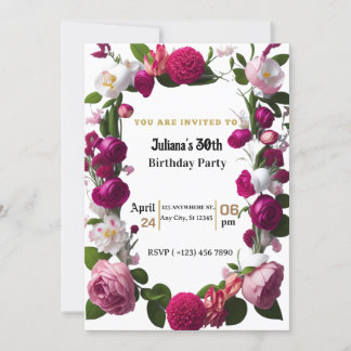 Elegante tarjeta de invitación de cumpleaños de ac