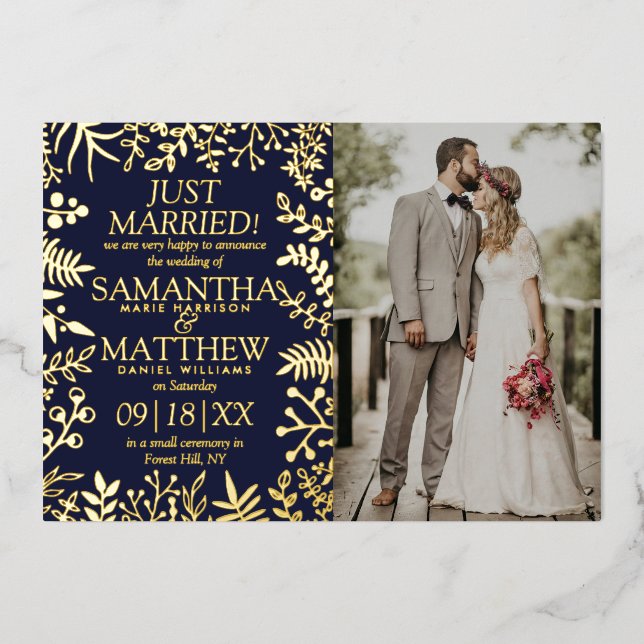 Elegante tarjeta de Invitación de fotos Boda flora (Anverso)