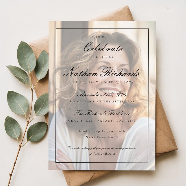 Elegante Tarjeta de Invitación de Funeral de Celeb (Subido por el creador)
