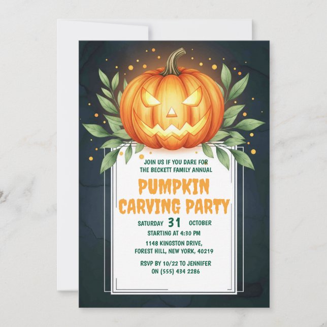 Elegante tarjeta de invitación de Halloween | Jack (Anverso)